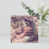 誕生日フォトフレームバラ金ゴールド赤面フローラ 招待状 (スタンド正面)