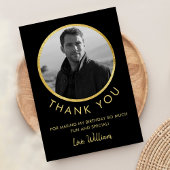 誕生日フォトブラックと金ゴールド サンキューカード