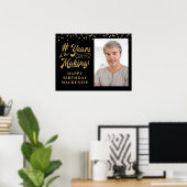 誕生日フォトブラック金ゴールド製造年数 ポスター (ホームオフィス)