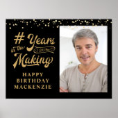 誕生日フォトブラック金ゴールド製造年数 ポスター (正面)