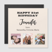 誕生日フォト最高のフレンズベージュクリームマグネット (正面/裏面)