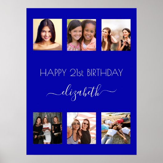誕生日フォト王室のコラージュ青BFF ポスター (正面)