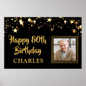 誕生日フォト金ゴールドパーソナライズされた星の色 ポスター (正面)