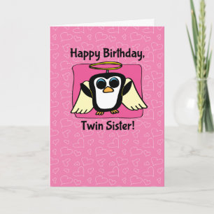誕生日フォーツインシスターリトルエンジェルペンギン カード