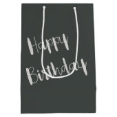 誕生日フクロウオンフェンスポスト ミディアムペーパーバッグ (裏面)