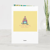 誕生日フクロウカラフルフォークアートタイポグラフィスケッチ カード (裏面)