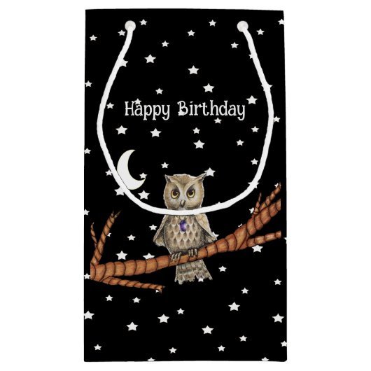 誕生日フクロウクリスタルネックレスブランチムーンスターズ スモールペーパーバッグ (裏面)