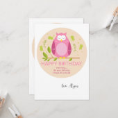 誕生日フクロウグリーティングカード カード (正面/裏面インサイチュ)