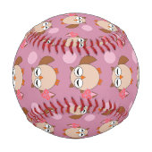 誕生日フクロウ野球 野球ボール (裏面)