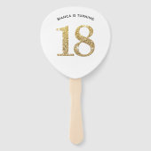 誕生日フモダンァンスタイリッシュシック金ゴールドグリッター18日 ハンドファン (正面)