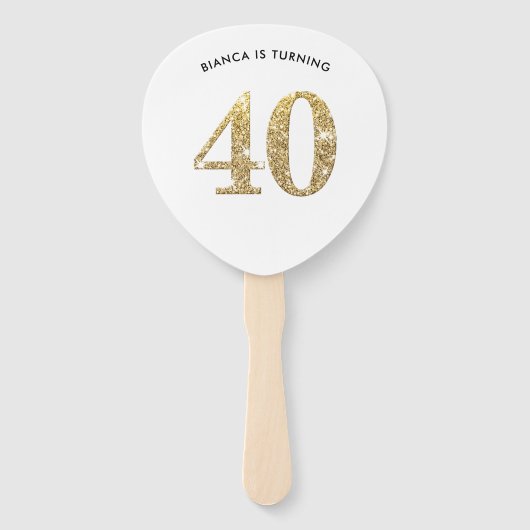 誕生日フモダンァンスタイリッシュシック金ゴールドグリッター40日 ハンドファン (正面)