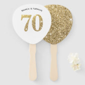 誕生日フモダンァンスタイリッシュシック金ゴールドグリッター70日 ハンドファン (正面&裏面)