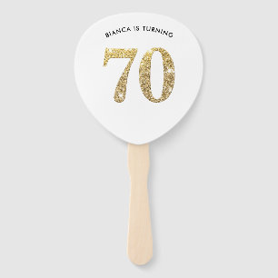 誕生日フモダンァンスタイリッシュシック金ゴールドグリッター70日 ハンドファン