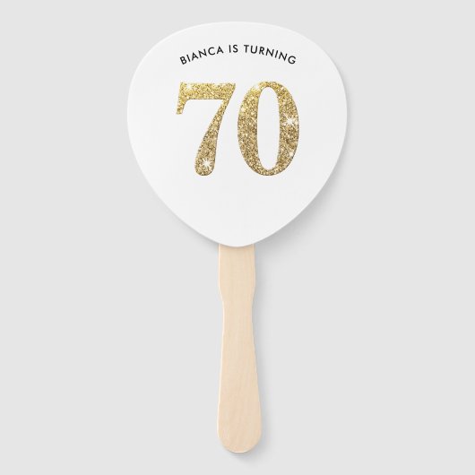 誕生日フモダンァンスタイリッシュシック金ゴールドグリッター70日 ハンドファン (正面)
