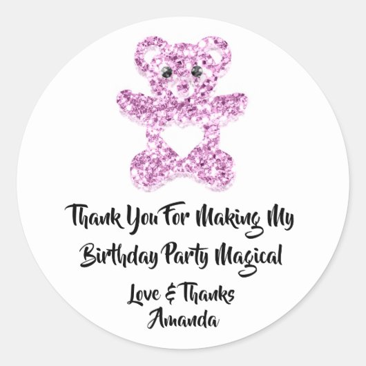 誕生日フライトパープルヴィオールハートベビースイートベア ラウンドシール (正面)