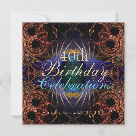 誕生日フラクタルお祝い招待状 招待状 (正面)