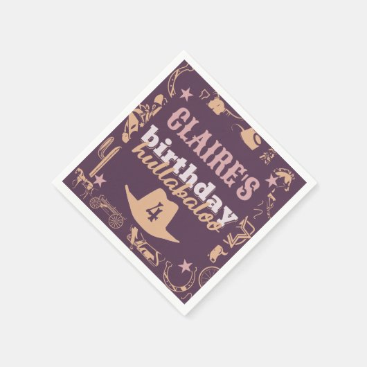 "誕生日フラバロ"ウェスタン女性のカーボーイパーティー スタンダードカクテルナプキン (角)