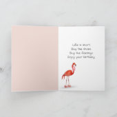 誕生日フラミンゴユーモア カード (内部)