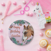 誕生日フラワーとパロミノホース  ペーパープレート (パーティー)