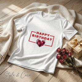 誕生日フラワーハートグラフィックボーイズTシャツ トライブレンドTシャツ