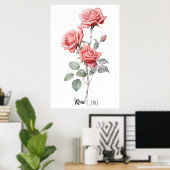 誕生日フラワーバラ（6月） ポスター (ホームオフィス)