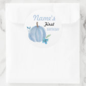 誕生日フラワーボーイカボチャ青いステッカー任意の年齢 ラウンドシール (バッグ)