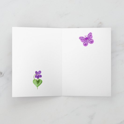 誕生日フラワー2月 チョーク おしゃれなカード カード (内部)