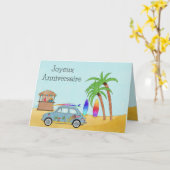 誕生日フランスのハワイサーフフィアット500 カード (黄色い花)