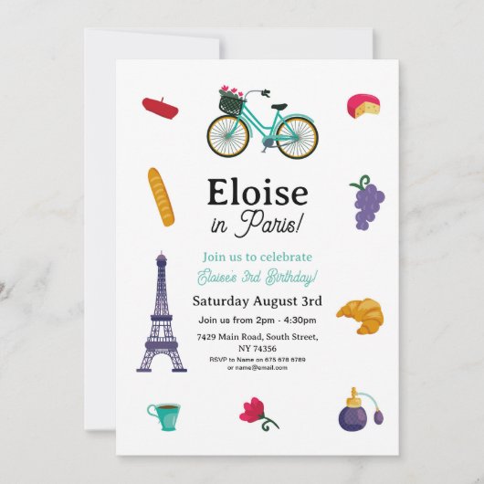 誕生日フランスのパリガールズおもしろい – 任意の年齢 招待状 (正面)