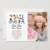 誕生日フランスのパリOui Oui Three Girls Photo 招待状 (正面)