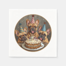 誕生日フランスのブルドッグパーティー帽子 スタンダードカクテルナプキン