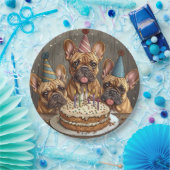 誕生日フランスのブルドッグパーティー帽子 ペーパープレート (パーティー)