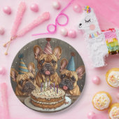 誕生日フランスのブルドッグパーティー帽子 ペーパープレート (パーティー)