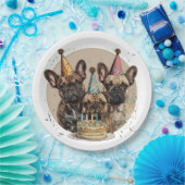 誕生日フランスのブルドッグパーティー帽子 ペーパープレート (パーティー)