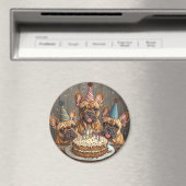 誕生日フランスのブルドッグパーティー帽子 マグネット (インサイチュ (食洗機))