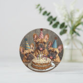 誕生日フランスのブルドッグパーティー帽子 招待状 (スタンド正面)