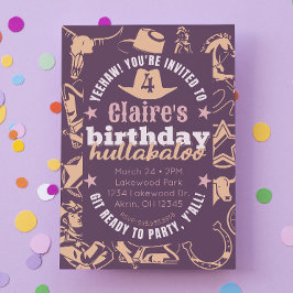 「誕生日フルラバロ」キッド女性のカーボーイ誕生会 招待状