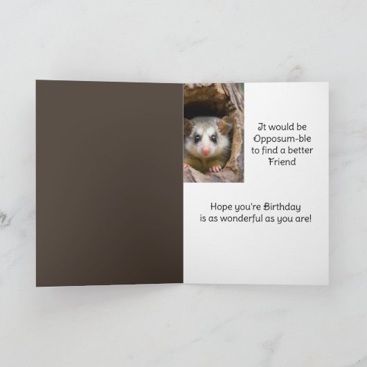 誕生日フレンドかわいいおもしろいナッツあなたについてOpposum カード (内部)