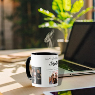 誕生日フレンドの白黒写真名 マグカップ