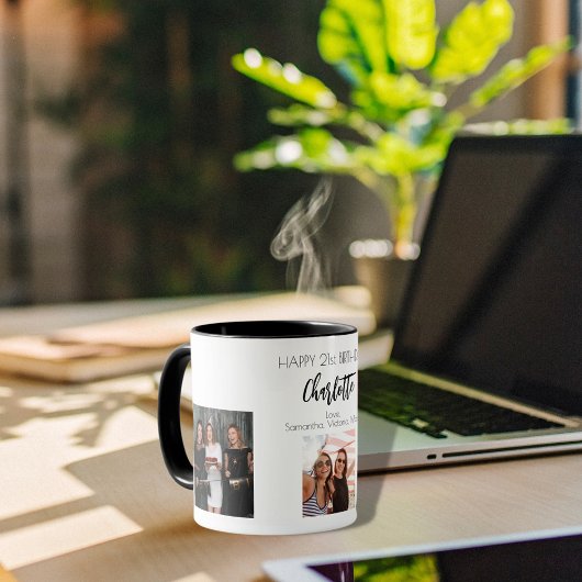 誕生日フレンドの白黒写真名 マグカップ