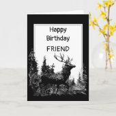 誕生日フレンドヴィンテージスタグディアアニマル カード (黄色い花)