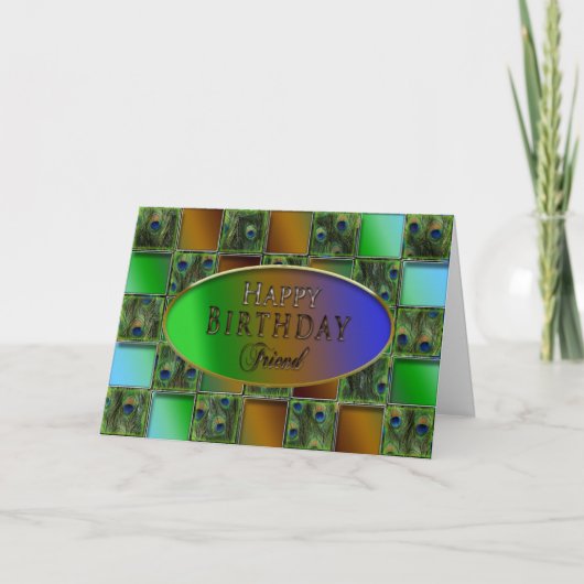 誕生日フレンド、孔雀の羽 カード (正面)