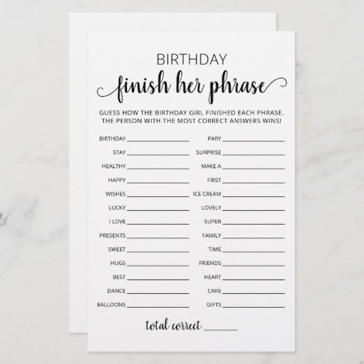 誕生日フレーズを終了バースデーパーティーゲーム (正面/裏面)