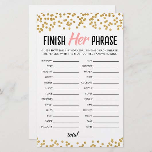 誕生日フレーズを終了バースデーパーティーゲーム (正面/裏面)