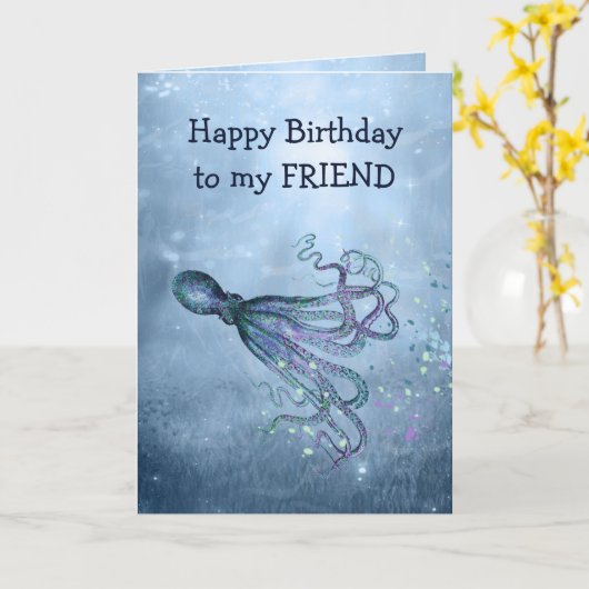 誕生日フレーズ 友達はタコのように顔に貼りつく名言 カード (黄色い花)