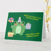 誕生日フロッグハットバルーンケーキギフトデザイン カード (黄色い花)
