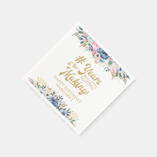 誕生日フローラの作成スクリプトの年 スタンダードカクテルナプキン (角)