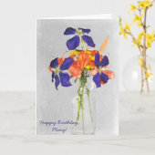 誕生日フローラブーケのレトロボトル カード (黄色い花)