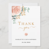 誕生日フローラユーカリバラサンキューカード 招待状 (正面)