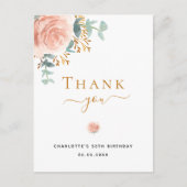 誕生日フローラユーカリバラ感謝してい金ゴールドユー ポストカード (正面)